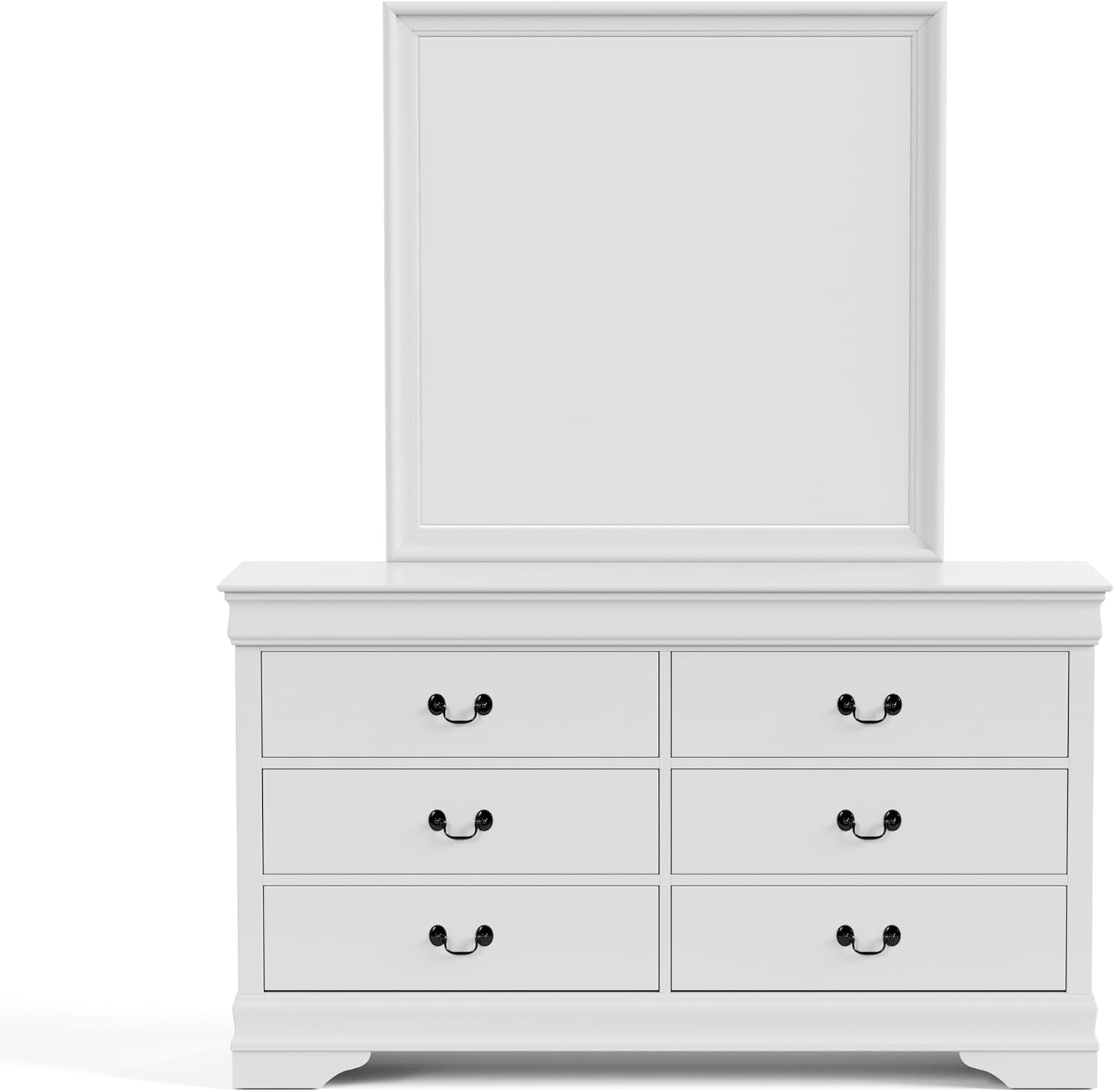 Furniture of America Arabella Traditional Solid Wood 5 Piece Bedroom Set with King Bed Frame, Nightstands, Dresser with Mirror, Storage and Organization, Bedframe Box Spring Needed, White