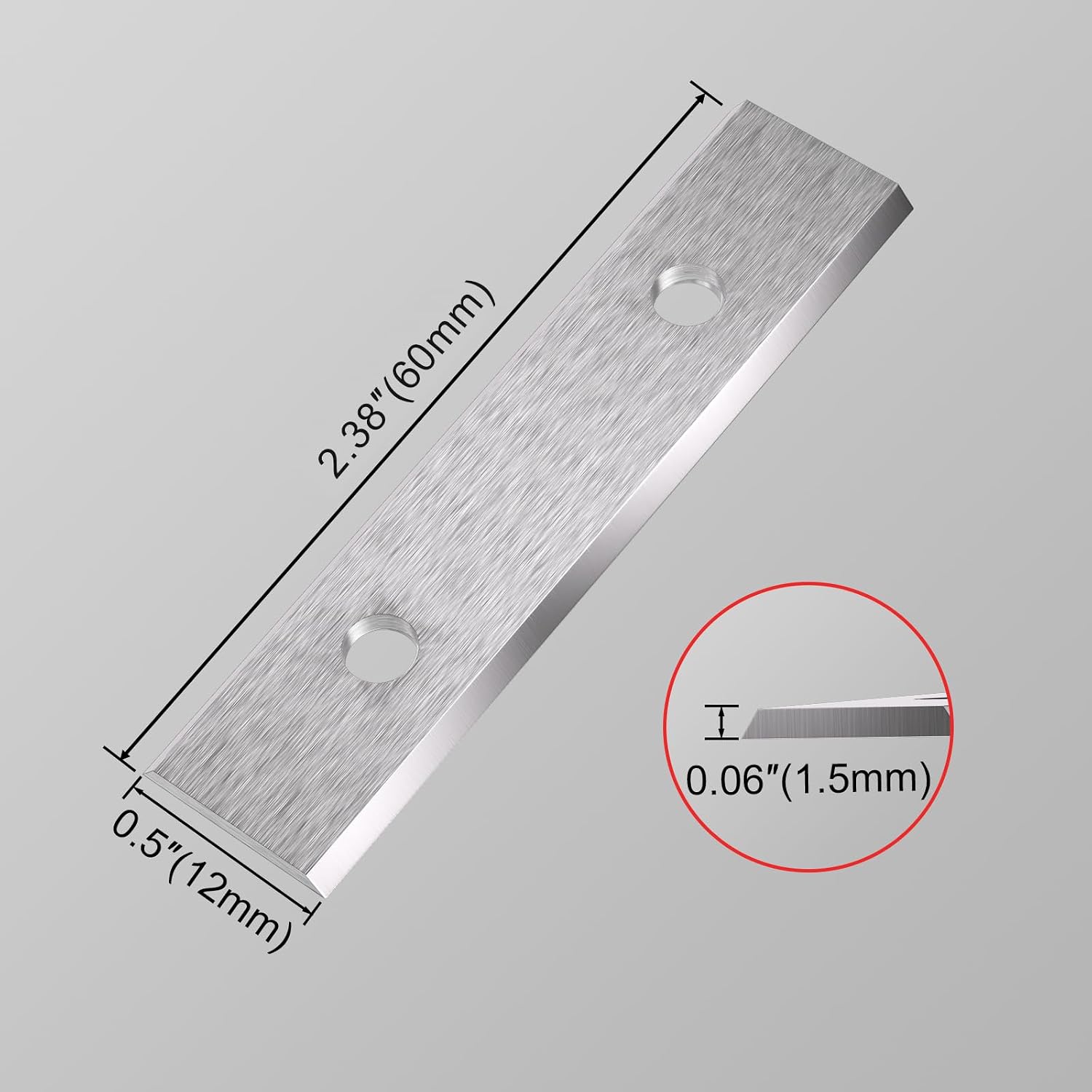 LU&MN Carbide Scraper Replacement Blades, 2.38' / 60×12×1.5mm Double-Edged Reversible Blades, Fits Most Handheld Paint, Glue& Grout Scrapers, 100Pieces