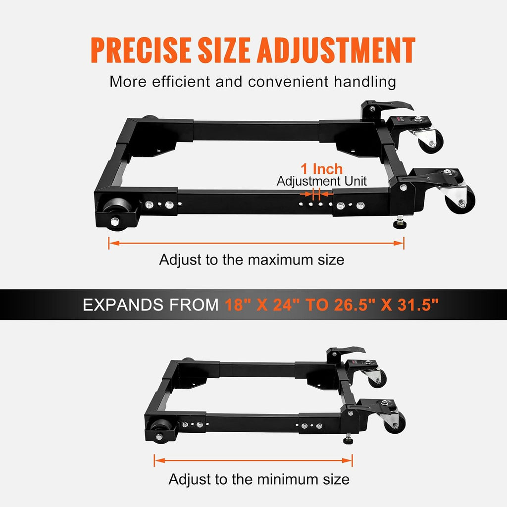 VEVOR Mobile Base, 1500 lbs Capacity, Adjustable from 18' x 24' to 26.5' x 31.5', Heavy Duty Universal Mobile Base Stand with Swivel Wheels, for Woodworking Equipment, Bandsaw, Power Tools, Machines