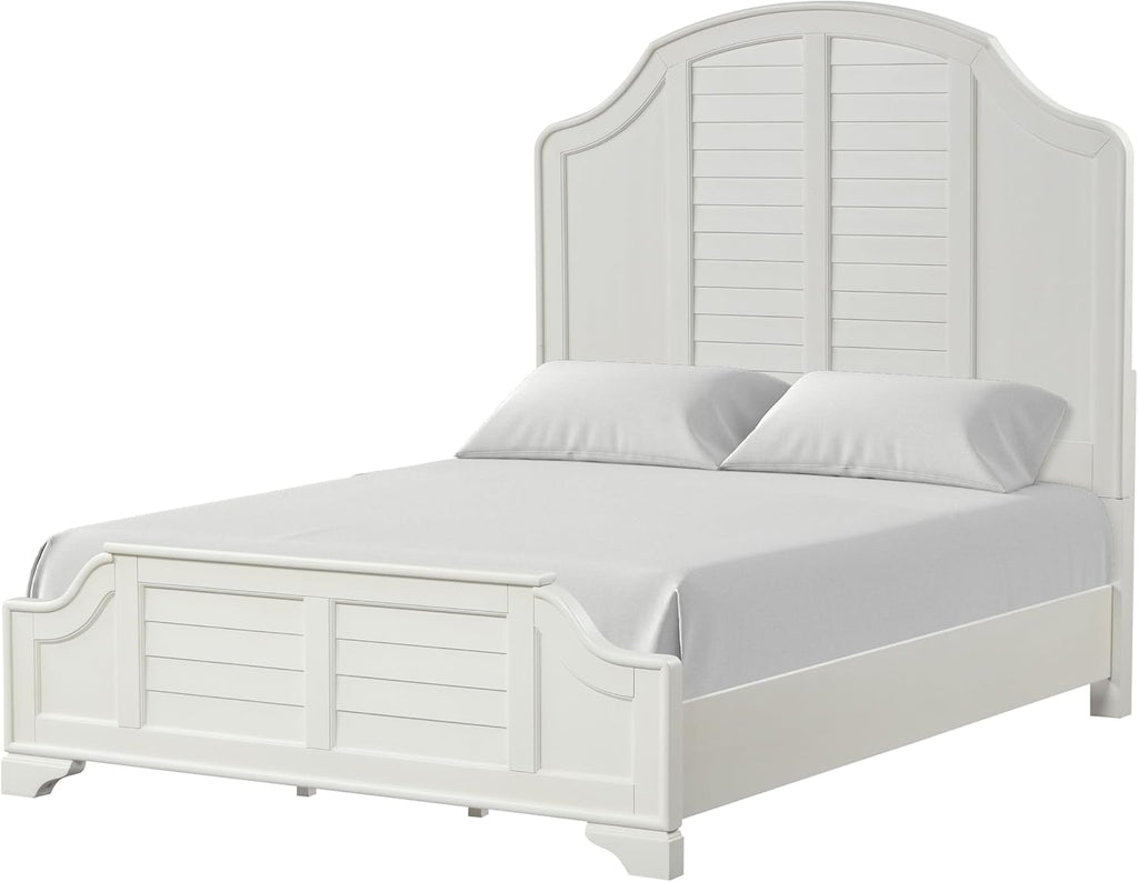 Furniture of America Eryllis Modern Solid Wood 6-Piece Panel Bedroom Set with Louvered Style Headboard, French and English Dovetails, Box Spring Needed, King, Antique White