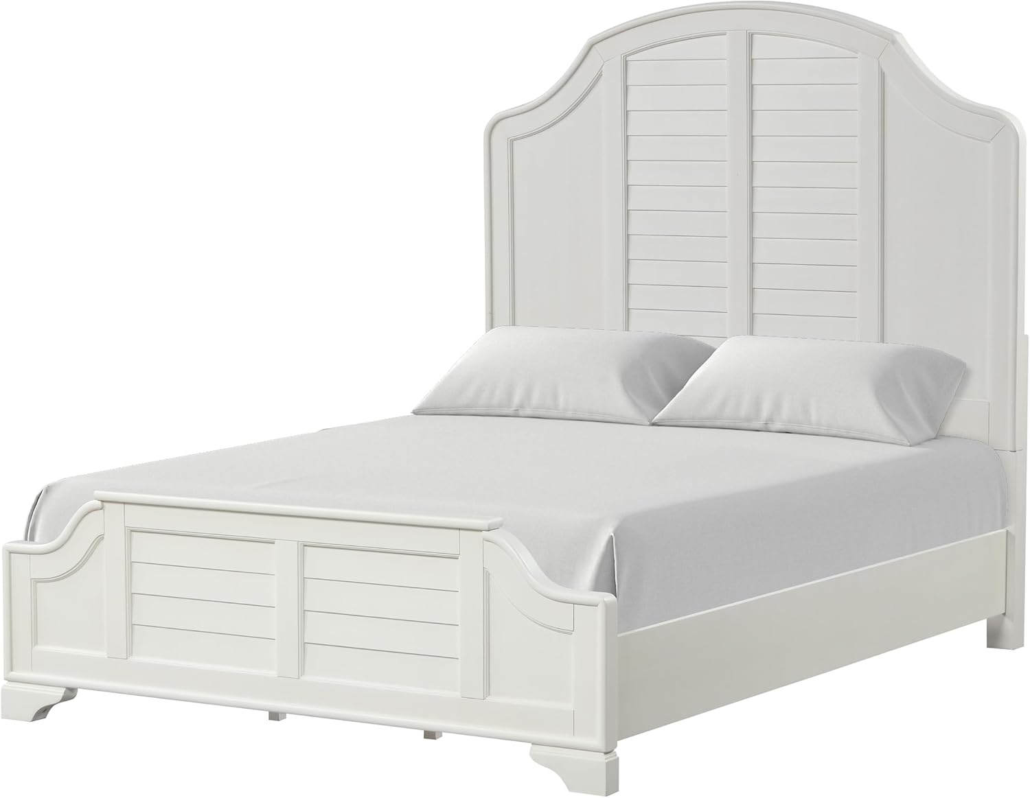 Furniture of America Eryllis Modern Solid Wood 6-Piece Panel Bedroom Set with Louvered Style Headboard, French and English Dovetails, Box Spring Needed, King, Antique White