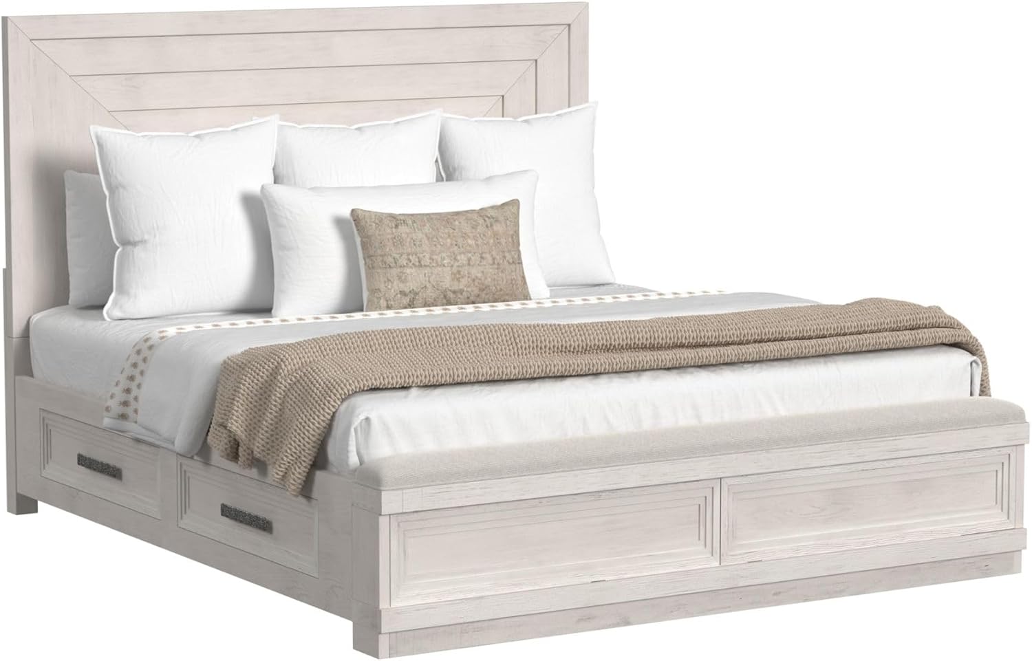 Picket House Furnishings Rhiannon King Storage 5PC Bedroom Set in Antique White