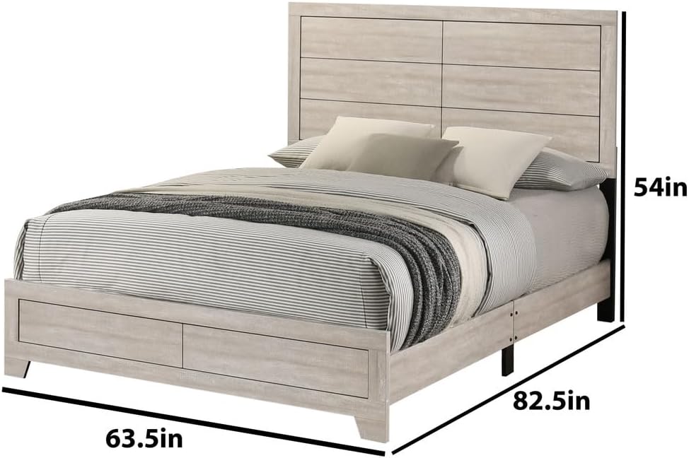 Best Quality Furniture 4 Piece Bedroom Set in Rustic Gray Oak Wood in Queen