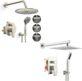 SR SUN RISE 10 Inch Rain Shower System and 3-Function Shower Faucet Set, Wall Mounted Shower System with Rough in Valve and Trims, Brushed Nickel