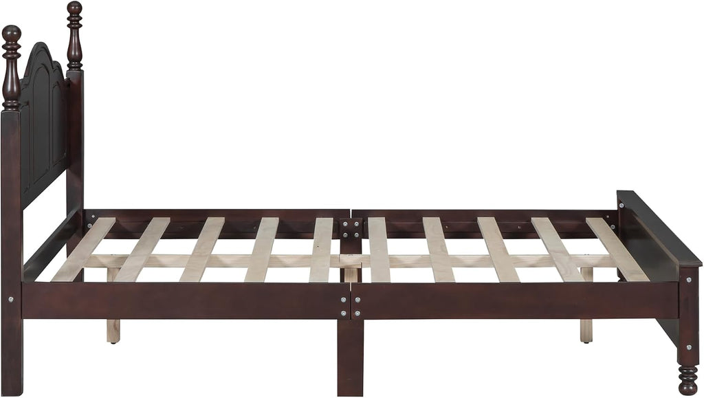 Harper & Bright Designs Platform Bed Frame Full Size with Headboard and Footboard, Mid Century Modern Wood Bed Frame with Underbed Storage for Kids Teens Adults, Classic Vintage Design, Dark Walnut