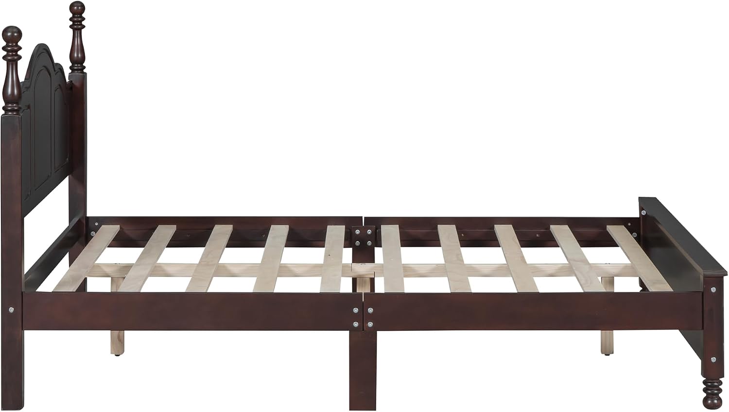 Harper & Bright Designs Platform Bed Frame Full Size with Headboard and Footboard, Mid Century Modern Wood Bed Frame with Underbed Storage for Kids Teens Adults, Classic Vintage Design, Dark Walnut