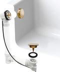 Westbrass A50P45-01 45' SCH. 40 PVC Cable Driven Bath Drain Trim Kit with Rotary Overflow Cover Knob and Pop-Up Stopper, Polished Brass