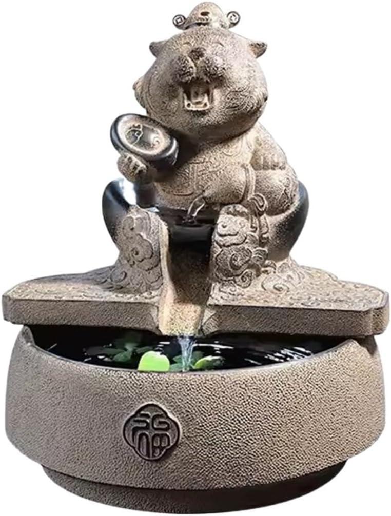Tabletop Fountain Flowing Water Decoration for Living Room Study and Study Chinese Style Creative Fountain Water Landscape Decoration Desktop Decoration Water Fountain (Color : E)