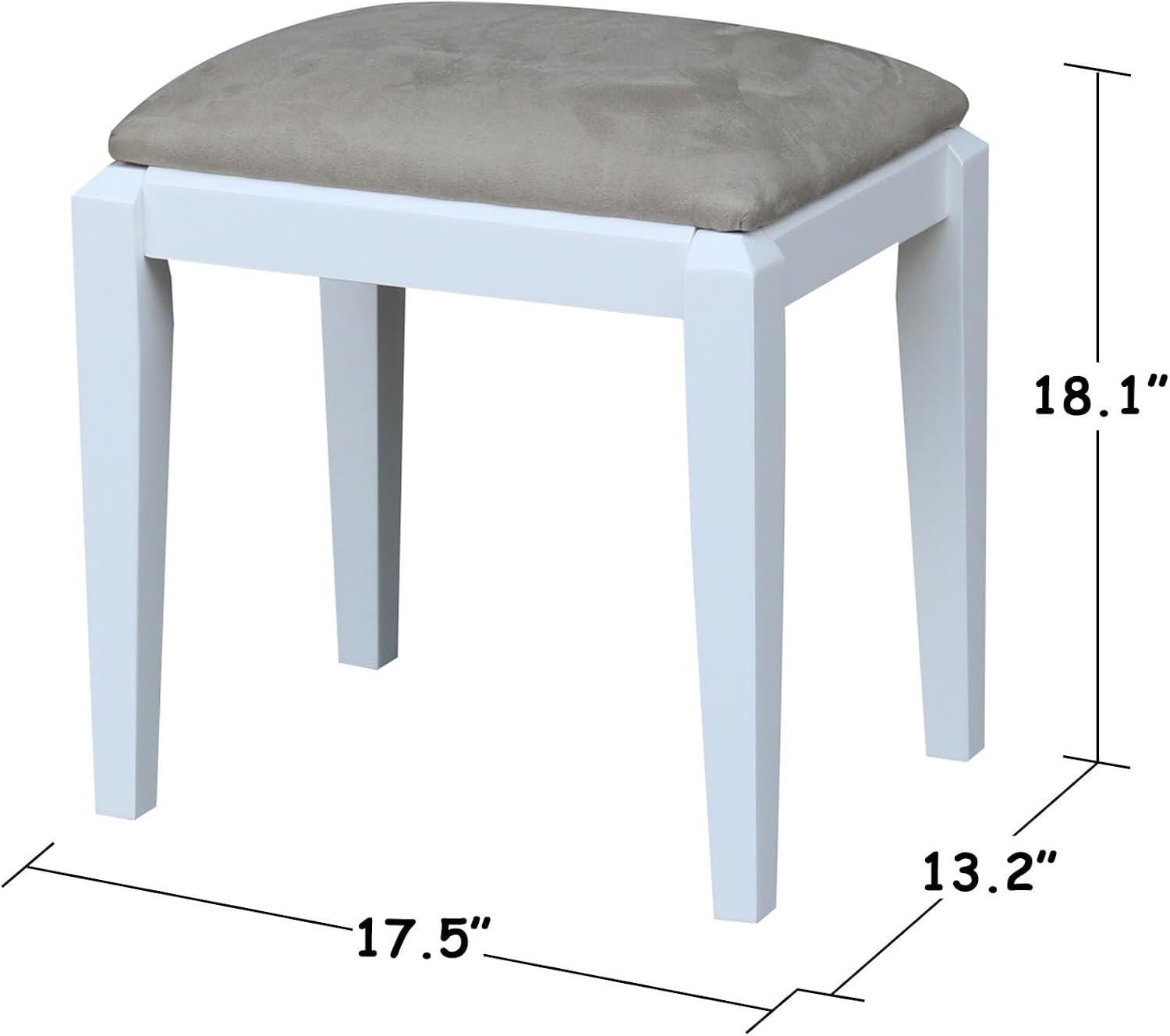 International Concepts Solid Wood Vanity Table with Bench in White