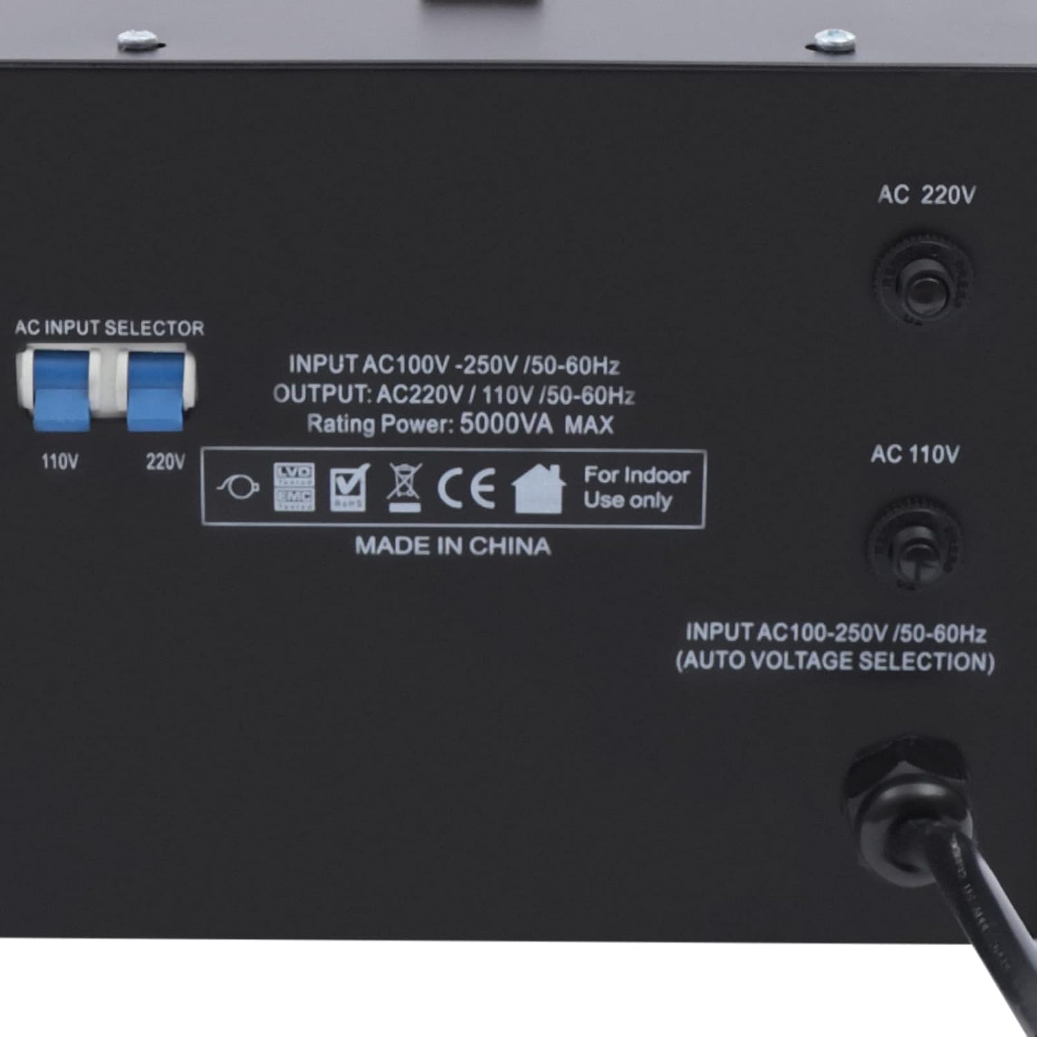 5000 Watt Voltage Transformer Converter 5KW Step Up/Down Transformer Regulator/Stabilizer 120V-220V 220V-110V Voltage with Builtin Regulator for Air Conditioners Refrigerators Washing Machines