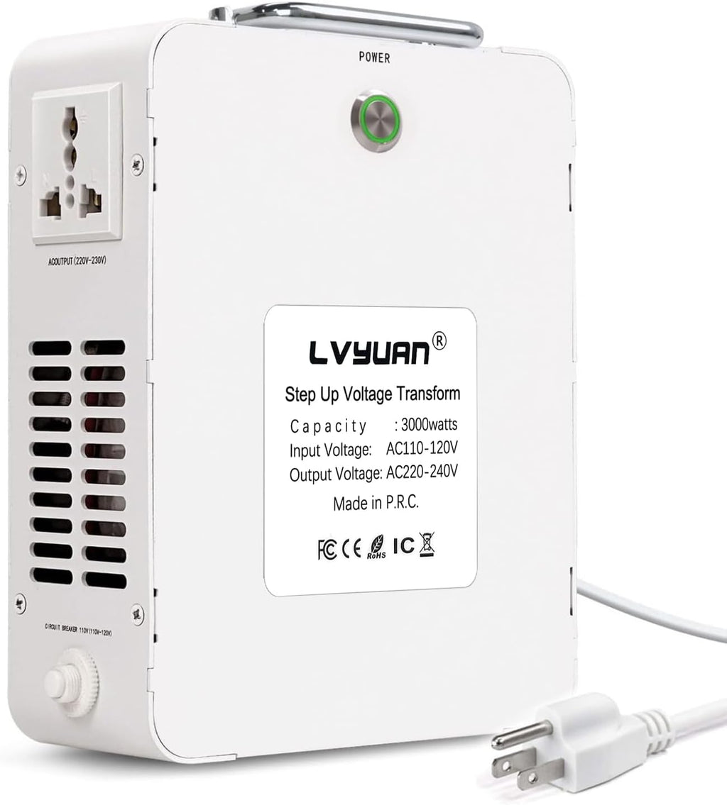 LVYUAN 3000W Watt Voltage Transformer Converter Step Up Converter 110/120 Volt - 220/240 Volt with Circuit Breaker Protection for Euro China Korea Appliances[3 Year Warranty]