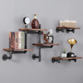 Industrial Floating Pipe Wall Shelves Rustic Wood Shelving, 5 Layer Pipe Design Bookshelf DIY Shelving for Living Room Bathroom Farmhouse Bar Industrial Decor