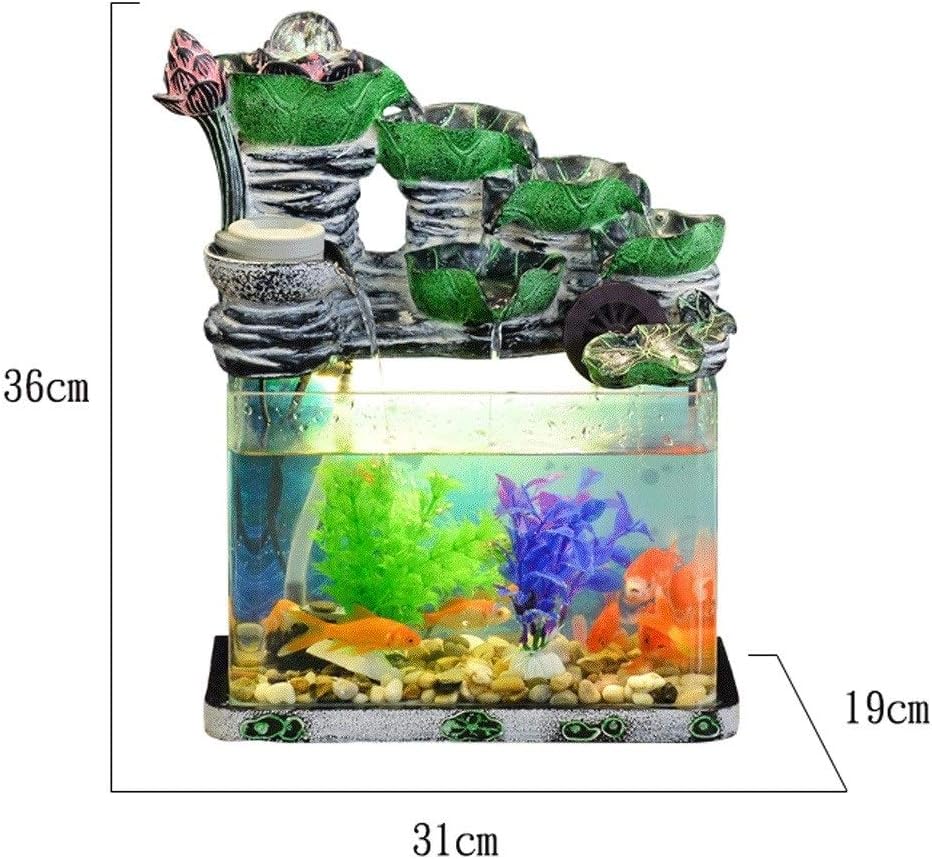 Staggered Lotus Cascading Fountain 5-Tiered Falls Tabletop Water Fountain and Fish Tank for Home Office Decor(M)