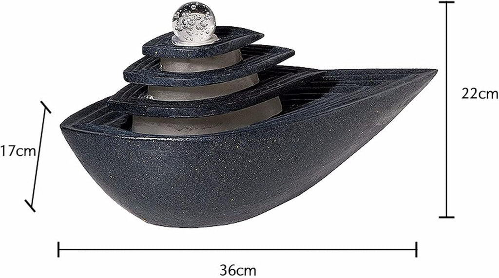 Tabletop Water Fountain Black Indoor Tabletop Water Fountain with LED Lights Rolling Ball Relaxation Tabletop Fountain Waterfall Home Decor Table Centerpiece, Small Desktop Size Indoor Fountain