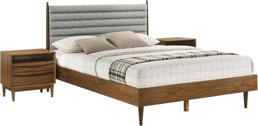 Armen Living Artemio Queen 3 Piece Wood Bedroom Set in Walnut Finish