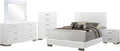 Coaster Home Furnishings Felicity Contemporary 5-Piece Bedroom Set California King Size Panel Bed Frame 51-inch Headboard White High Gloss 203501KW-S5L