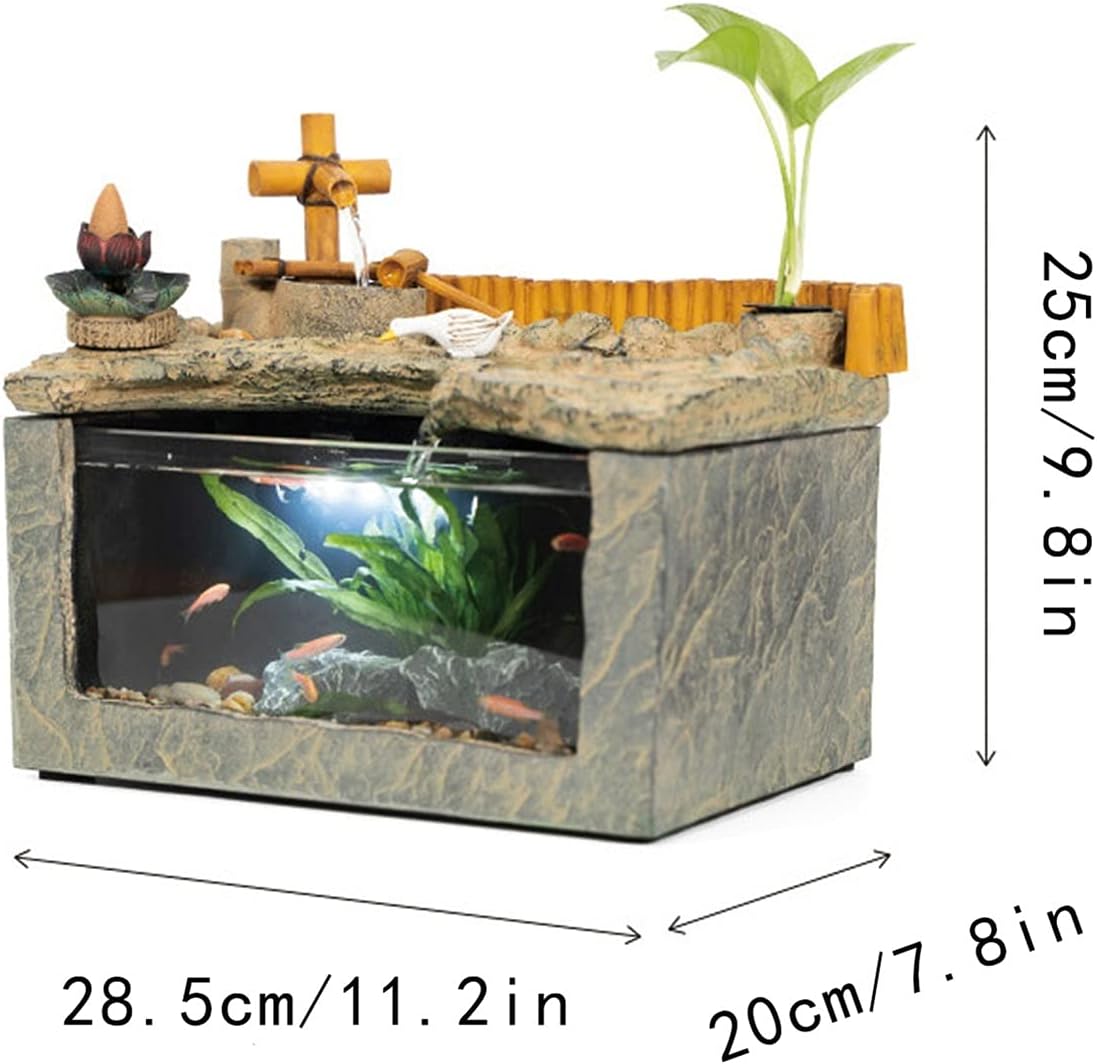 Tabletop Fountains Tabletop Fountain Desktop Landscape Water Fish Tank Living Room Desk Creative Landscaping Fountain Decoration Ornaments 11 Inch Zen Meditation Indoor W