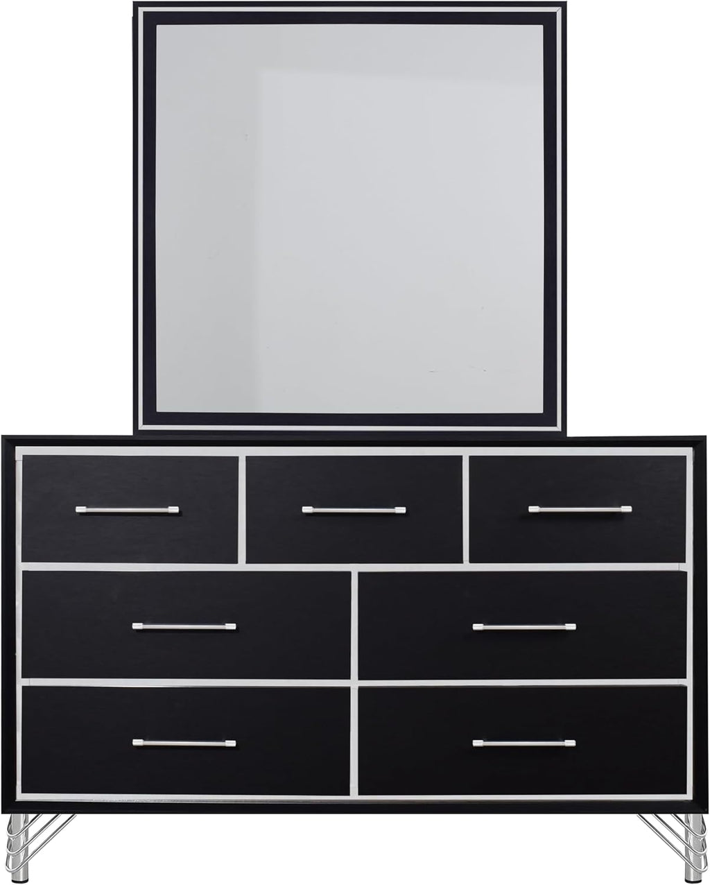 New Classic Furniture Ava 5-Piece Wood Queen Bedroom Set with 2 Nightstands, Ebony Black