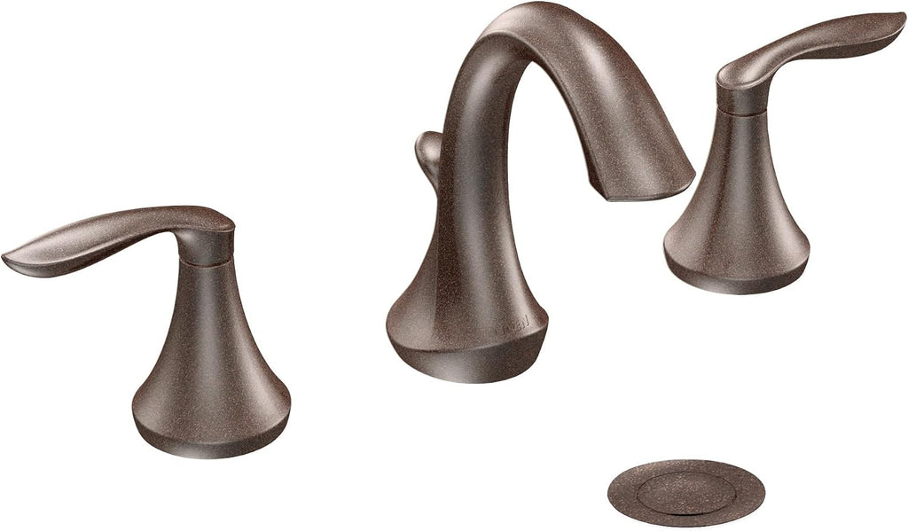 Moen Eva Oil-Rubbed Bronze Two-Handle High Arc Widespread Bathroom Sink Faucet for 3-Hole Setups with Valve Included, TV6420ORB