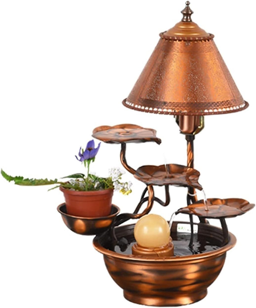 Tabletop Water Fountain Pure Copper Tabletop Water Fountain - Indoor Desktop Decoration Waterfall Fountain Metal Flower Indoor/Outdoor Water Fountain Home Decor