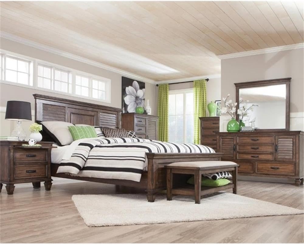 Coaster Franco Queen Bed 4-Piece Set, Burnished Oak