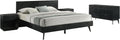 Armen Living Petra King 4 Piece Wood Bedroom Set in Black Finish