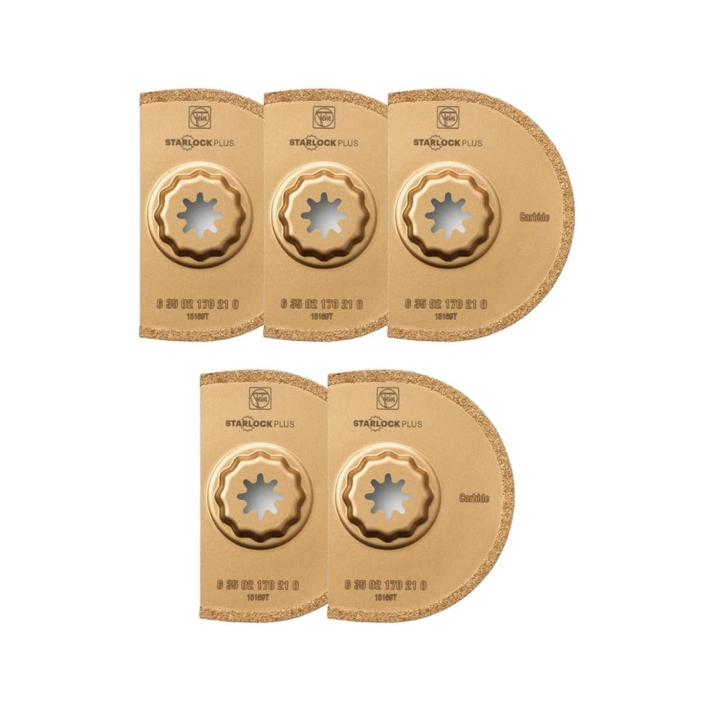 Fein Starlock Plus Carbide Segmented Saw Blade - Precise Tile Grout Removal, Plaster Cutting and Porous Concrete Work, Extra Thin Version, 3-17/32' Diameter, 3/64' Kerf, 5-Pack - 63502170230