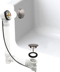 Westbrass A50P45-07 45' SCH. 40 PVC Cable Driven Bath Drain Trim Kit with Rotary Overflow Cover Knob and Pop-Up Stopper, Satin Nickel