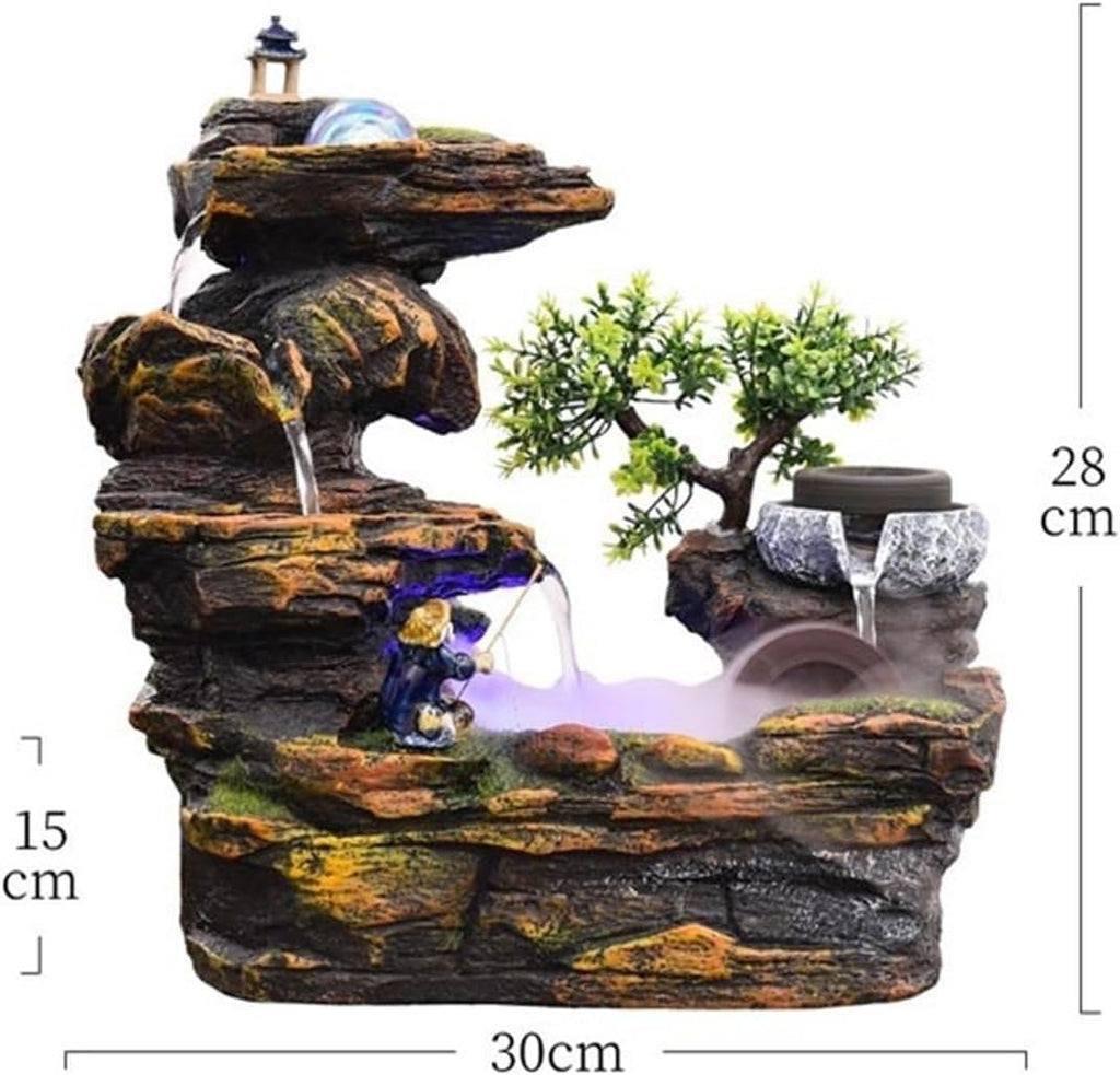 Tabletop Fountain Resin Indoor Waterfall Rockery Stream Tabletop Fountain for Home and Office Decor