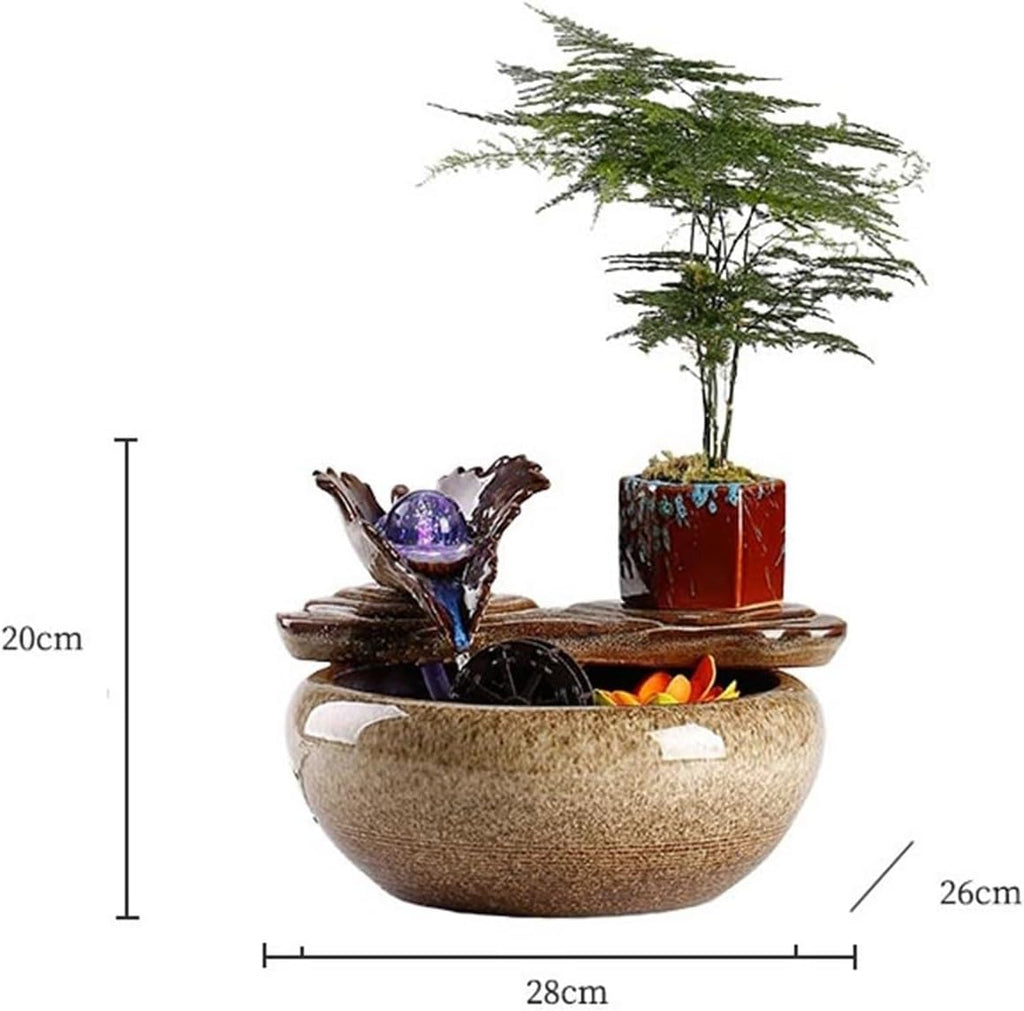 Desktop Fountain Chinese Style Tabletop Fountain Relaxation Water Feature Circulating Ceramic Fish Tank