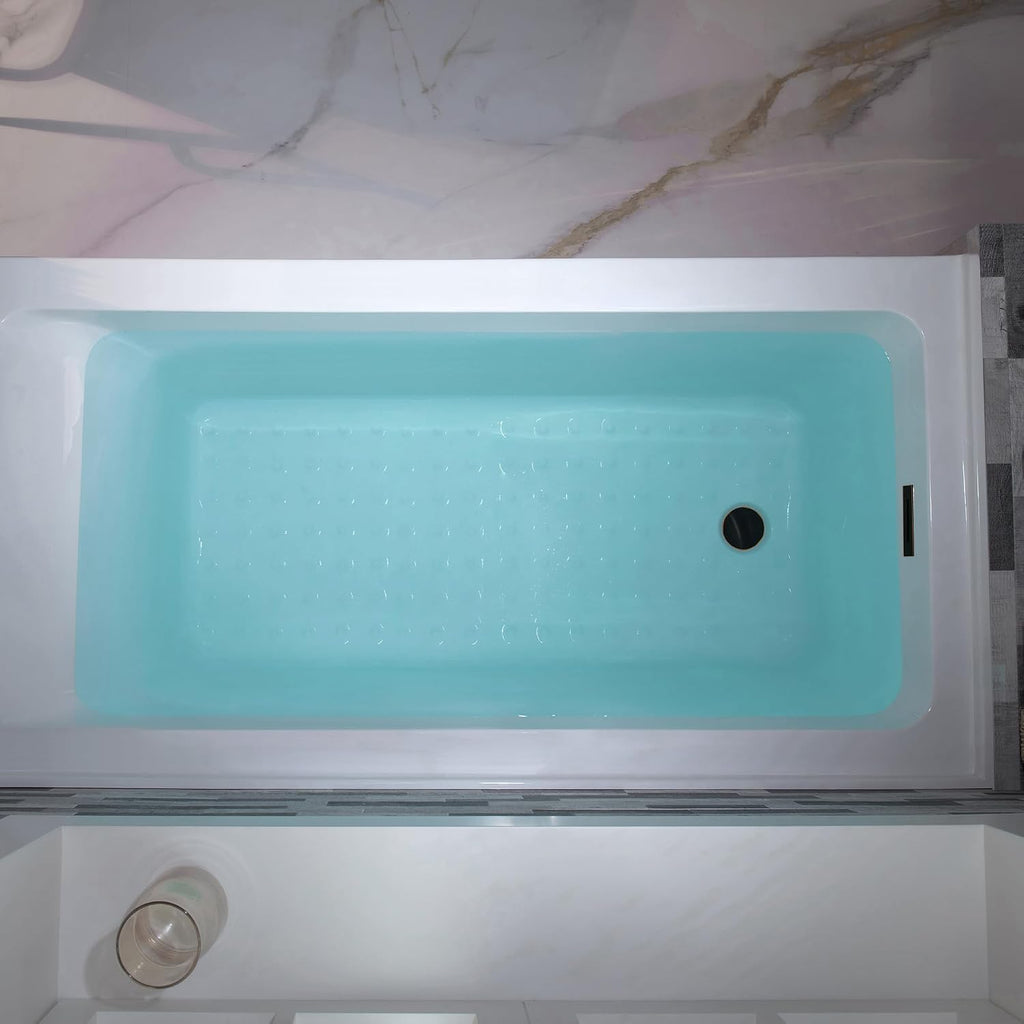 WOODBRIDGE 60' Acrylic Rectangular Alcove Soaking Bathtub in White with Left Drain, Oil Rubbed Bronze pop-up Drain Included, LB429-L