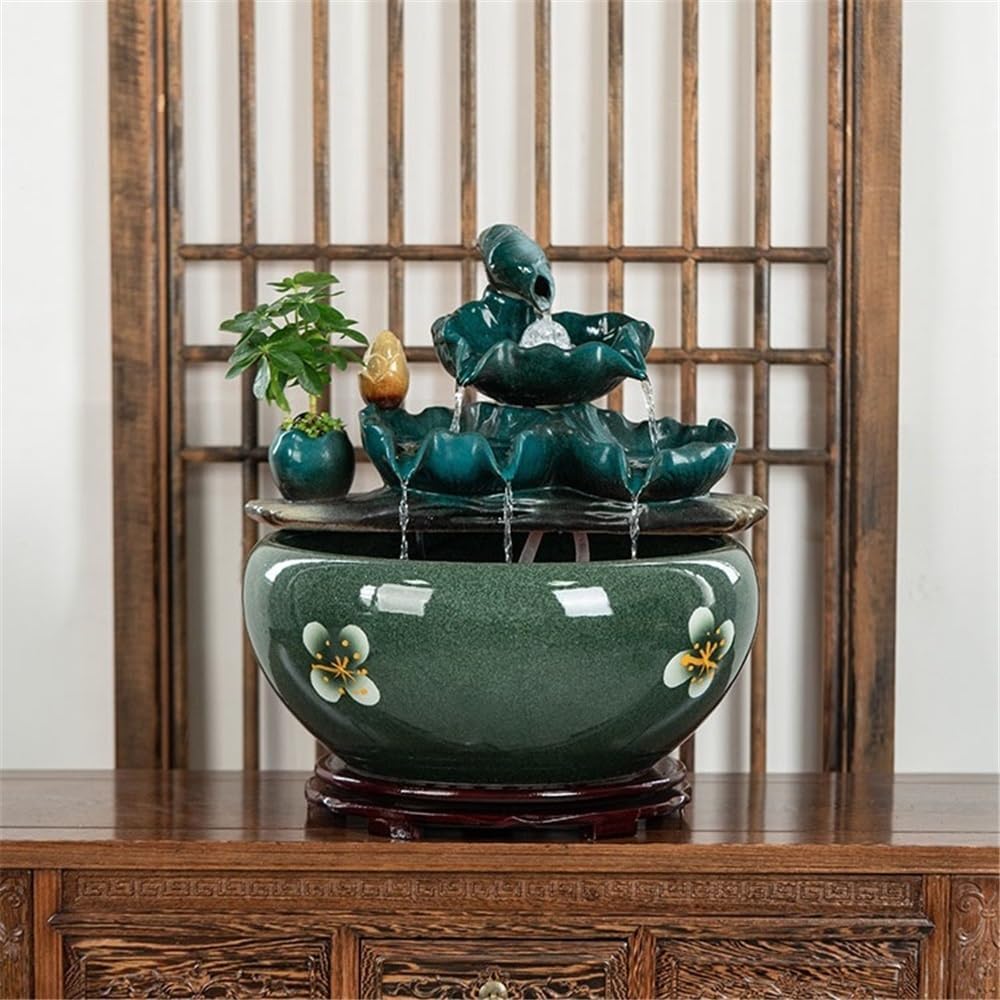 Indoor Waterfall Fountain Tabletop Fountains Ceramic Fish Tank Home Office Desktop Decorations for Meditation Relaxation,S