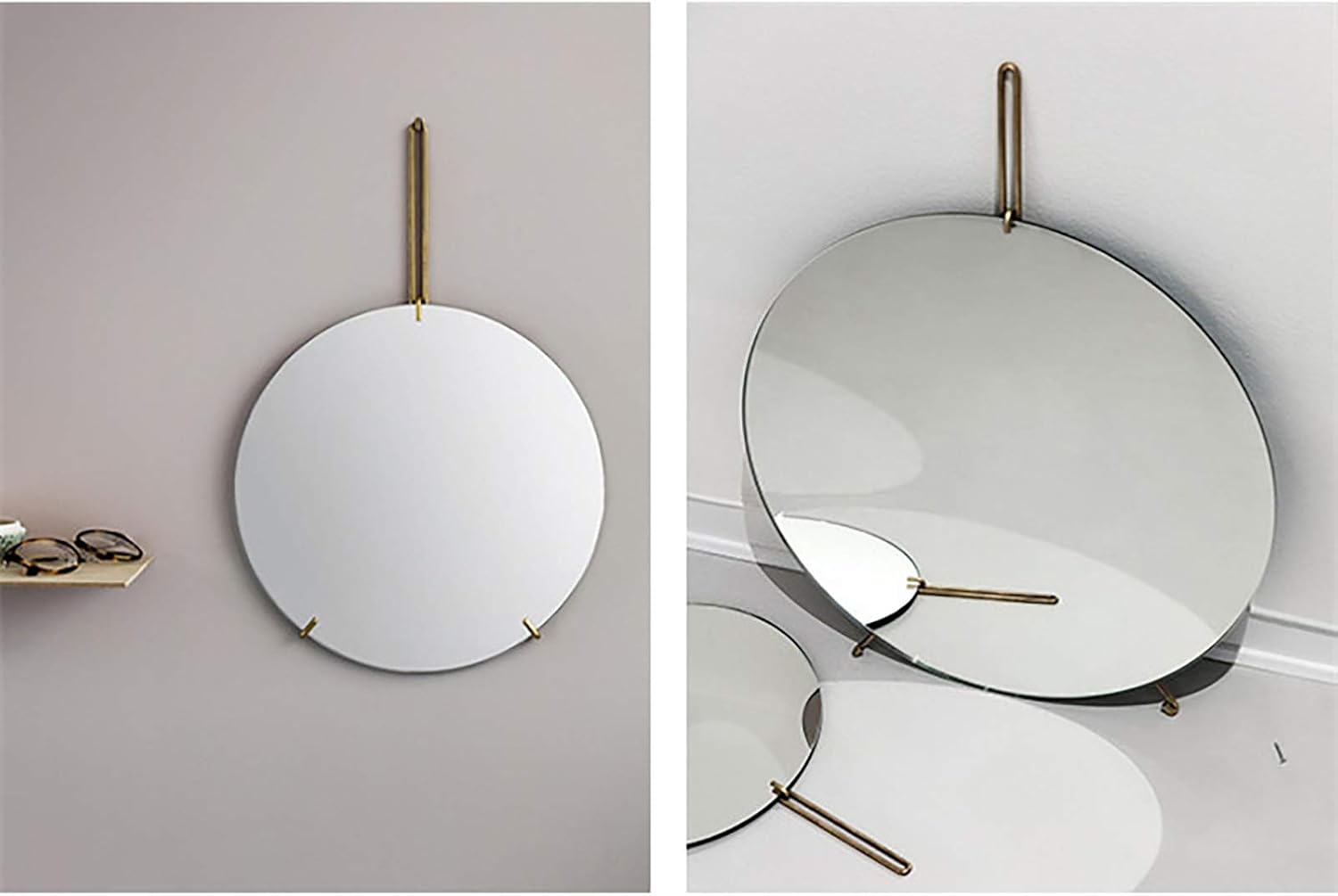 Nordic Bathroom Mirror Vanity Mirror Wall-Mounted Makeup Mirror with Hook Easy Installation Simple and Modern for Living Room (50 * 50 cm)