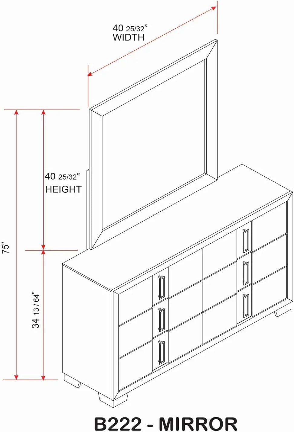 KB Designs - 5-Piece Bedroom Set with LED Panel Bed, Dresser with Mirror, Chest and Nightstand, Weathered Gray Oak Finish, Contemporary Rustic Design, Queen Size Bed