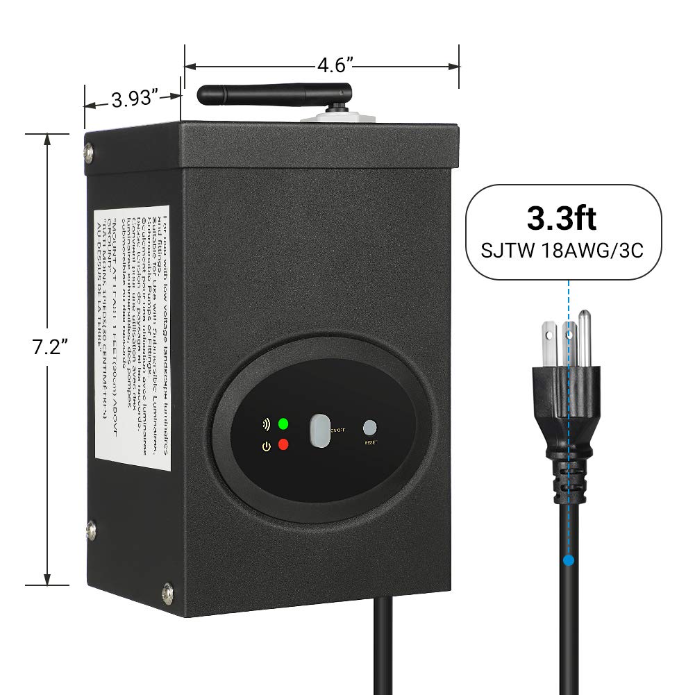DEWENWILS 120W Smart Wi-Fi Low Voltage Transformer, Schedule and Timer, Compatible with Alexa and Google Home, 120V AC to 12V AC, Weatherproof for Landscaping Light, Spotlight, Pathway Light