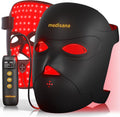 Medisana 3D Red Light Therapy Mask for Face, 336 LEDs Light Therapy Mask with 3 Modes - NIR 830nm, Red 630nm, Blue 415nm - Cordless & Rechargeable LED Face Mask for Home, Skincare Gifts (Black)