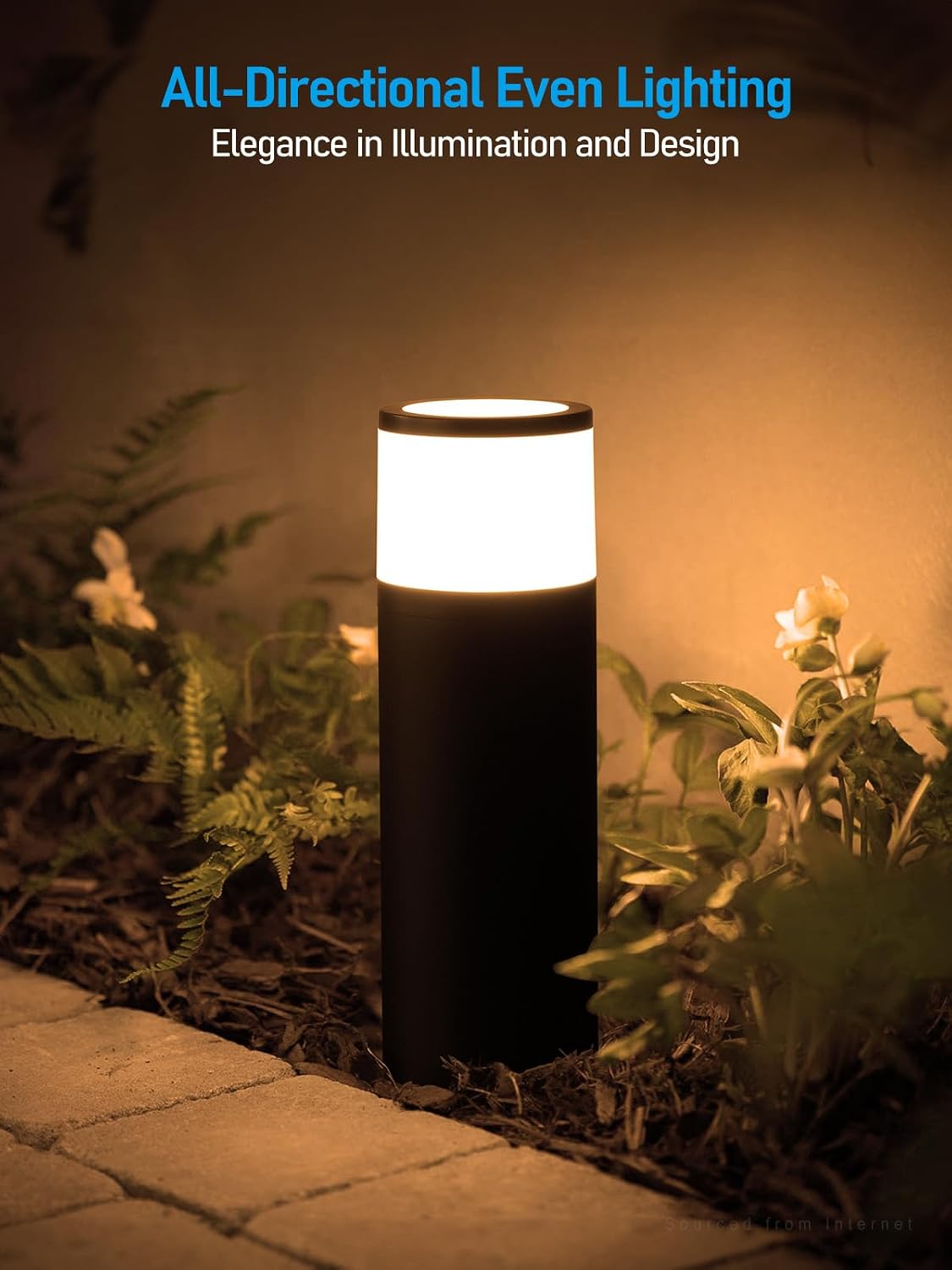 LEONLITE 8-Pack 5W LED Landscape Bollard Path Lighting, 12V-24V Low Voltage Landscape Lights, 3000K Warm White, Outdoor Pathway Light, Die-Cast Aluminum Housing