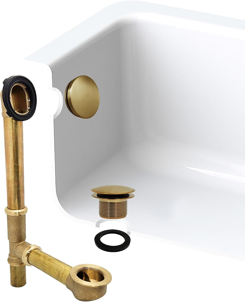 Westbrass A325H-18 14' Brass Bath Waste & Overflow Assembly with European Tip-Toe Drain Plug and Illusionary Faceplate, Brushed Bronze