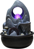 Tabletop Fountain Tabletop Water Fountain with Rolling Ball LED Light Feng Shui Tabletop Fountain for Home Office Decor