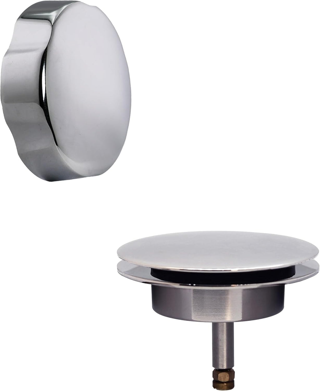 Westbrass A50A35-26 35' SCH. 40 ABS Cable Driven Bath Drain Trim Kit with Rotary Overflow Cover Knob and Pop-Up Stopper, Polished Chrome