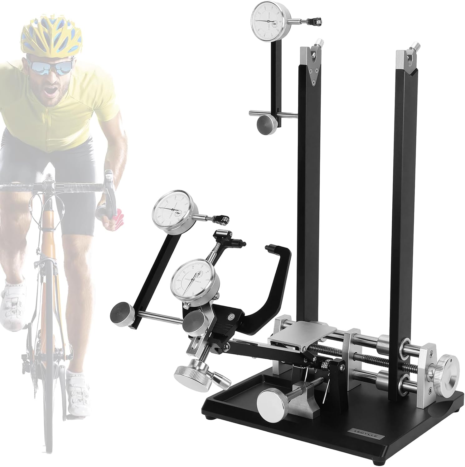 Wheel Truing Stand with Precision Dial Indicators Bike Repair Truing Bearing Stand with Tool Holder for Wheel Alignment and Disc Rotor Check