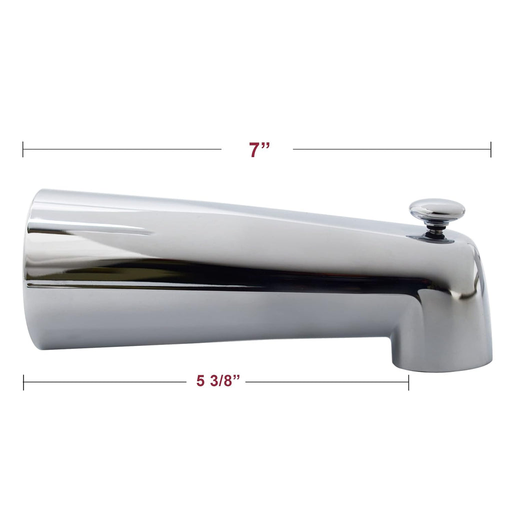 Westbrass E507D-1F-25-26 E507D-1F 7' Reach Wall Mount Tub Spout with Diverter, 25-Pack, Polished Chrome, 25 Count