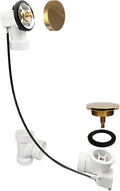 Westbrass D50P27SRE-01 27' Cable Drive Bathtub Drain Trim with Rotary Overflow Cover Knob, Pop-Up Stopper Sch. 40 PVC Fittings, Polished Brass