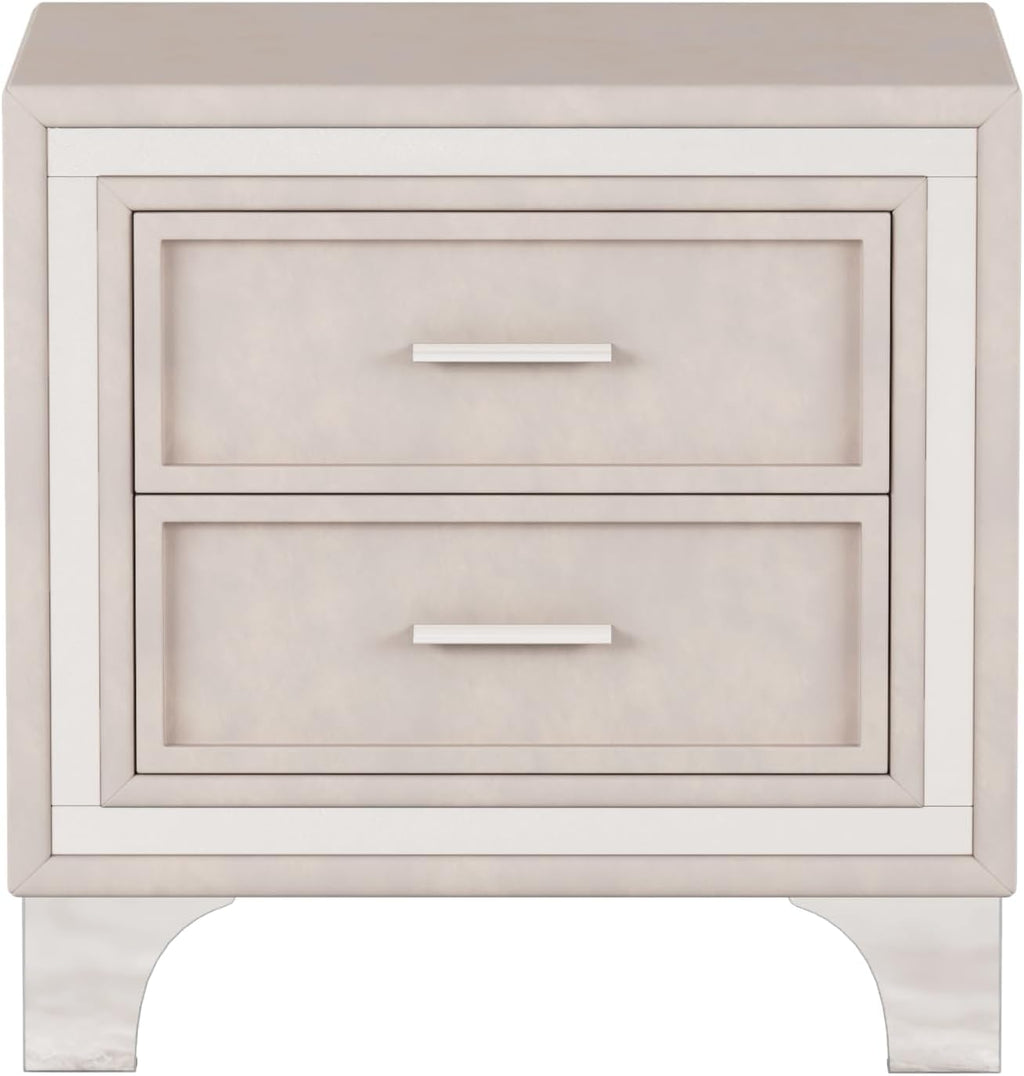 VilroCaz Elegant Velvet Design 3-Pieces Bedroom Sets, Modern Queen Size Platform Bed with 2 Nightstands, Bedside Table, Rivet Design Tufted Headboard