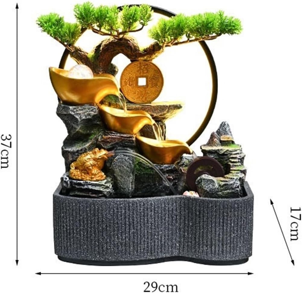 Tabletop Fountain Rockery and Flowing Water Ornament Polyresin Decoration Waterfall Decor for Office Relaxation
