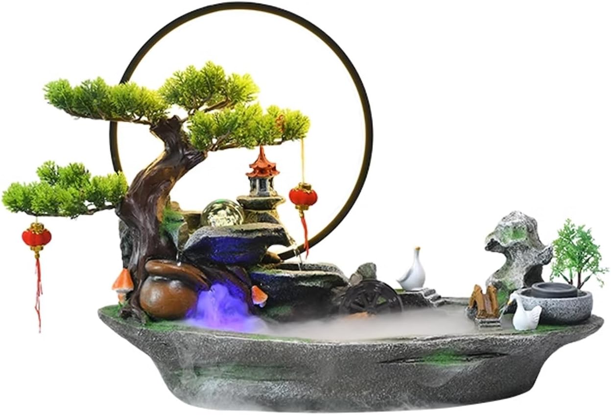 Tabletop Fountain Rocky Mountain Flowing Water Fountain Living Room Circulating Humidifier Office Front Desk Desktop Decoration Desktop Fountain Decoration Desktop Fountain (Color : B)