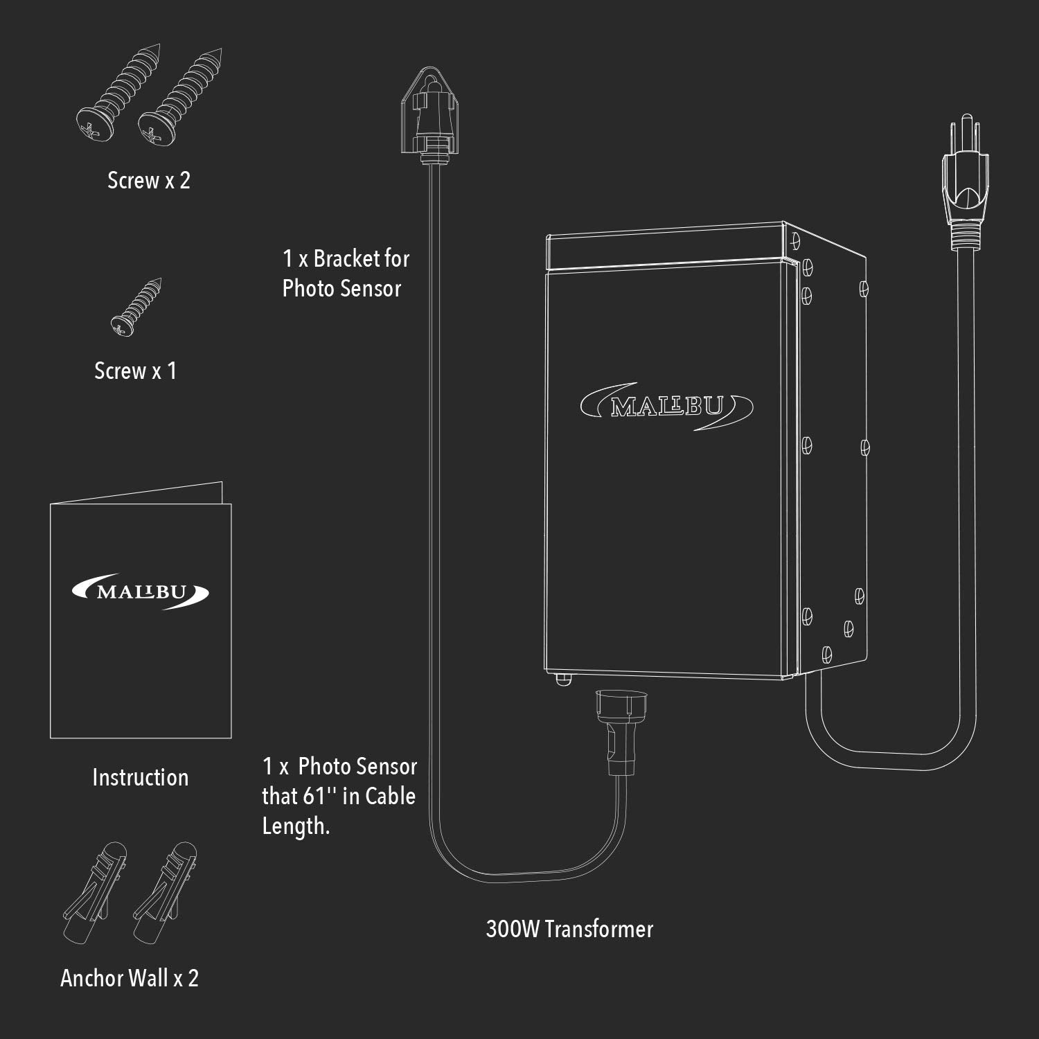 Low Voltage Transformer 300 Watt for Outdoor Landscape Lighting with Photocell Sensor Timer and Weather Shield for Spotlight Floodlight Garden Pathway Light 120V AC to 12V AC
