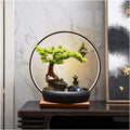 Desktop Fountain Ceramic Tabletop Fountain with LED Lighting Rockery Water Features Zen Cascading Feng Shui Waterfall Table Ornaments for Living Room Office(Black)
