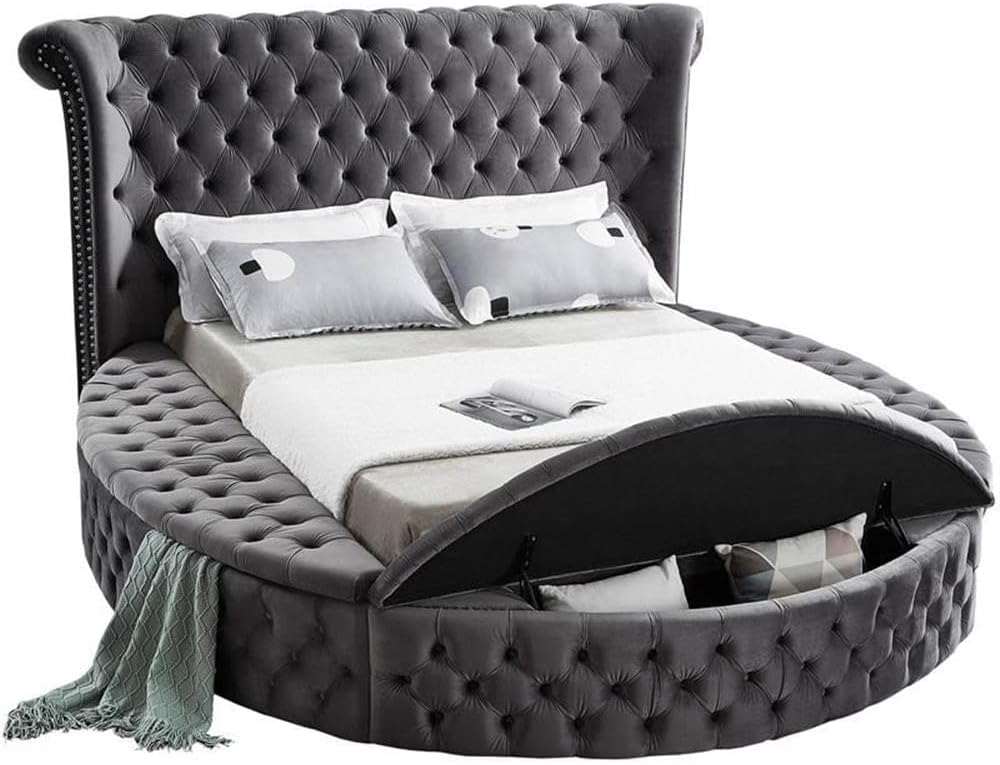 Home Square 3-Piece Set with Luxus Gray Velvet King Bed & 2 Bali Nightstands