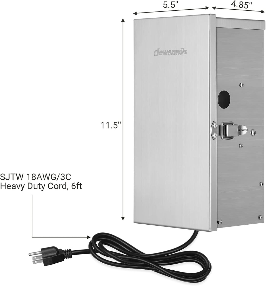 DEWENWILS 300W Multi-Tap Low Voltage Transformer, 120V AC to 12V/13V/14V/15V AC,Stainlees Steel Shield, Outdoor Transformer for Low Voltage Landscape Lighting, Spotlight, Pathway Light, ETL Listed…